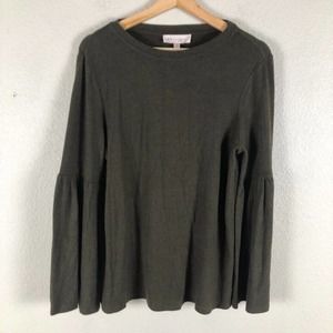 PHILOSOPHY Shirt Sweater Green Bell Wide Sleeve Casual Versatile New Size Small